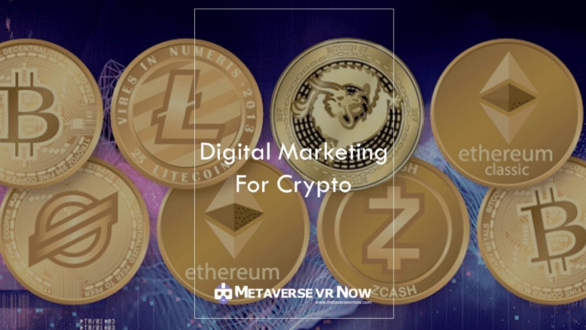Bitcoin, ethereum, Zcash, litecoin, Different types of cryptocurrencies withi Metaverse VR Now logo