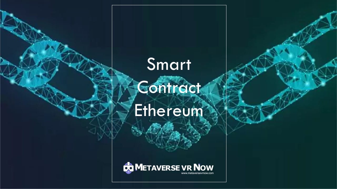 Blockchain shaking hands concept for smart contract on Ethereum