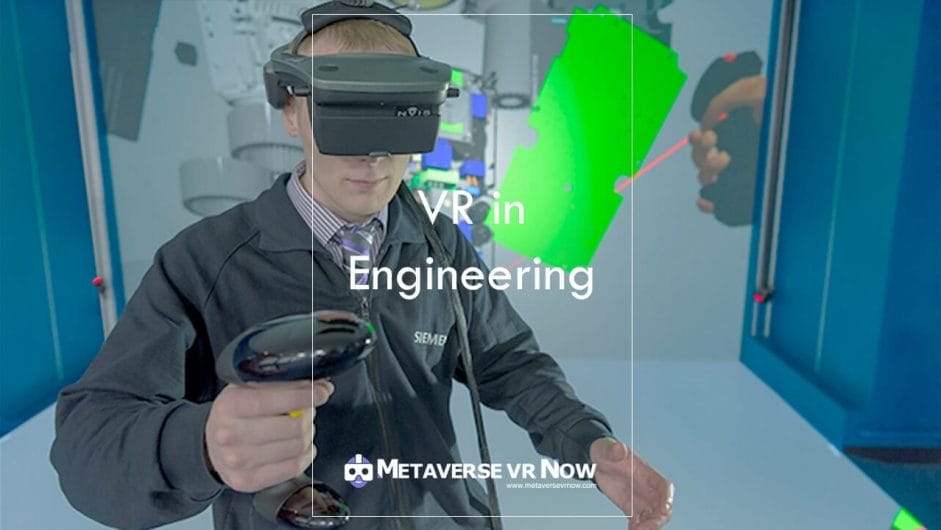 An Engineer wearing a VR headset